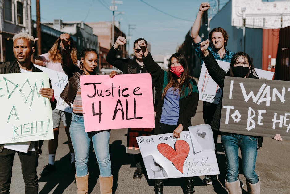 Activists engaged in a creative and peaceful direct action protest